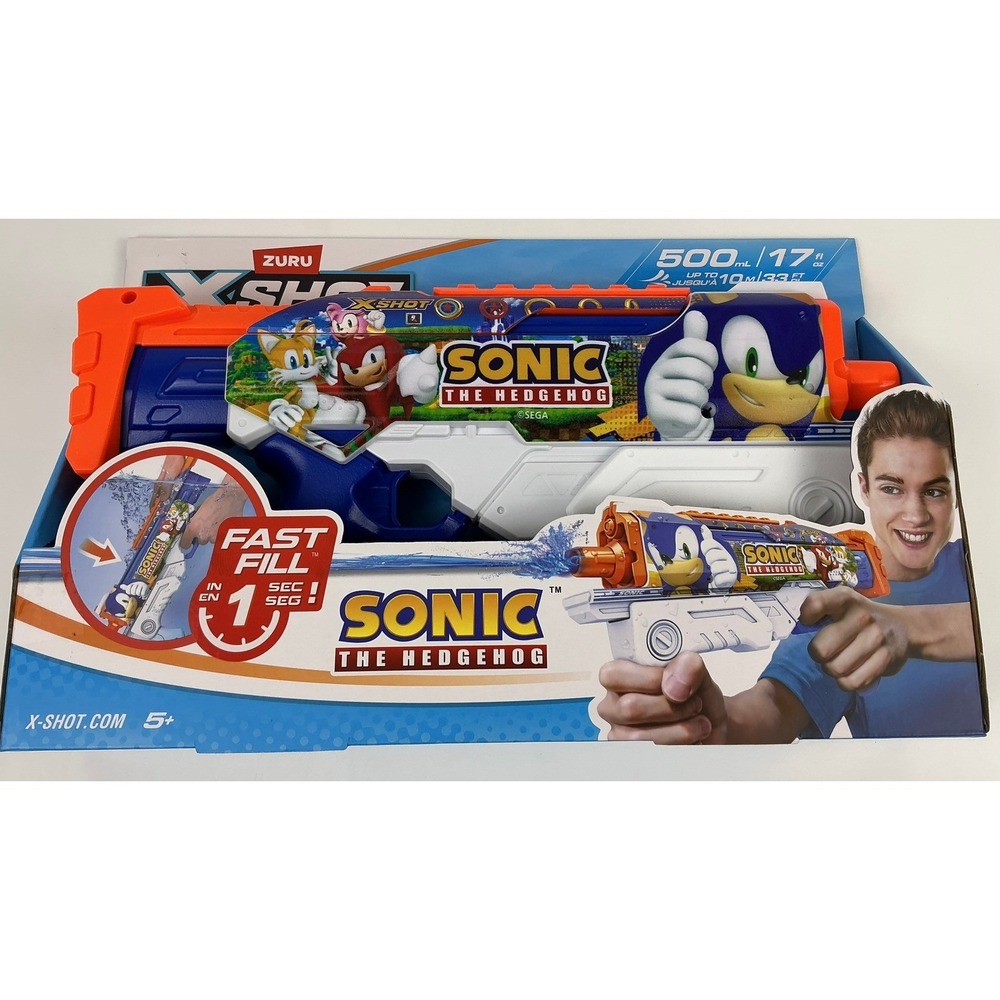 Zuru X-Shot‎ Skins Sonic the Hedgehog Fast-Fill Water Blaster Toy Gun 500ml 33ft